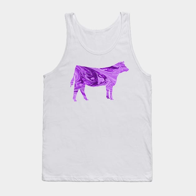 Show Heifer Silhouette with Purple Marble Background Tank Top by SAMMO